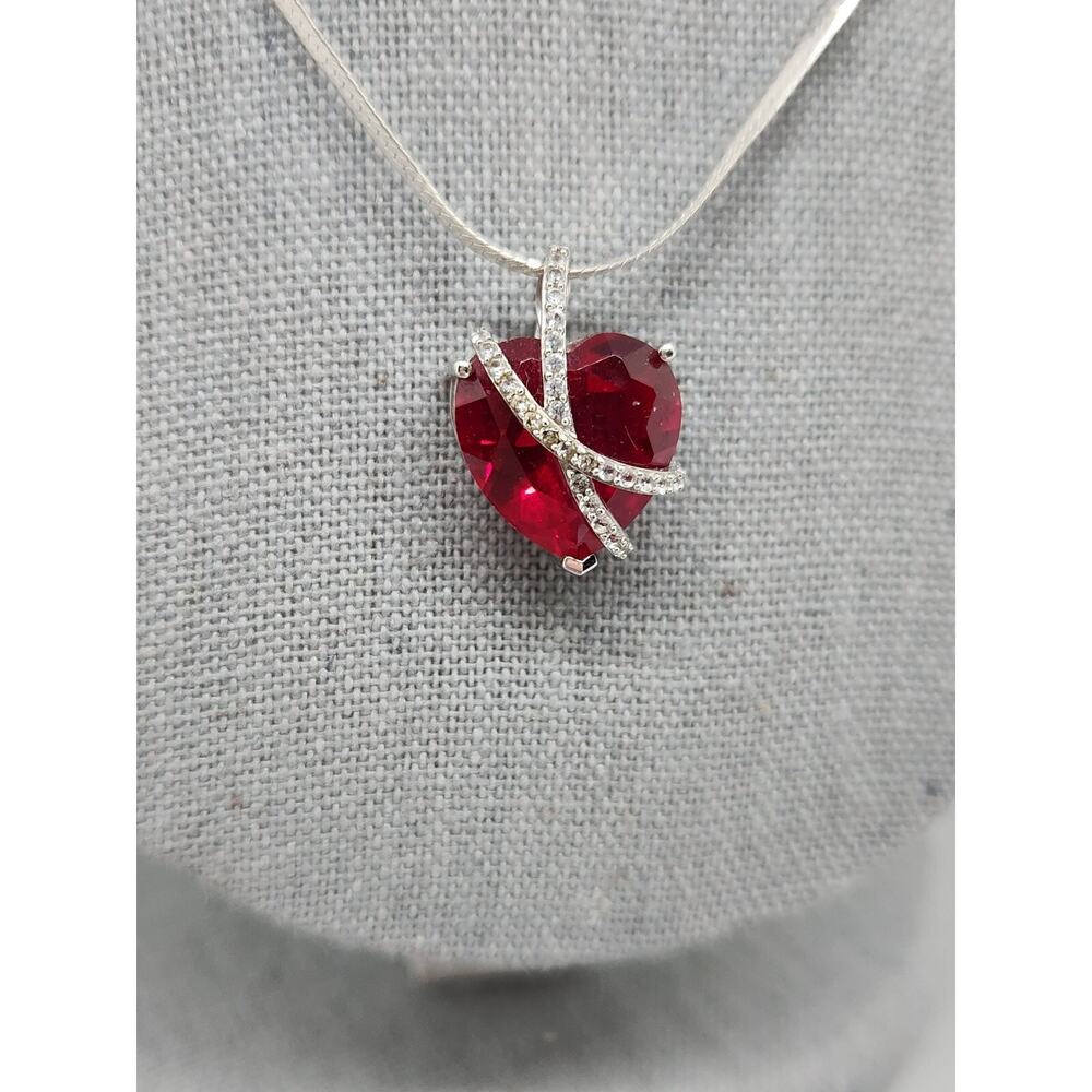 Gemstone Classics Ruby Heart Pendant 30" Necklace… - image 2
